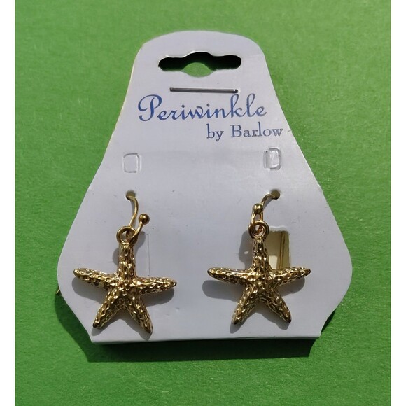 Periwinkle by Barlow Starfish Earrings Gold Tone Dangle Pierced Beach Ocean Gift - Picture 7 of 12